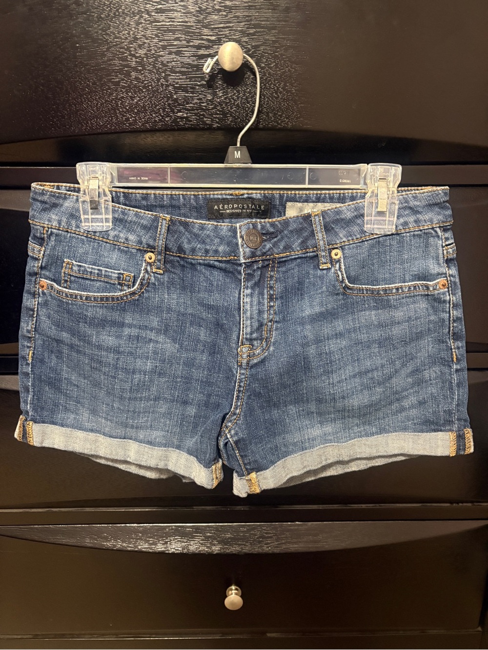 Aeropostale Women's Medium Blue Denim Rolled Cuff Shorts